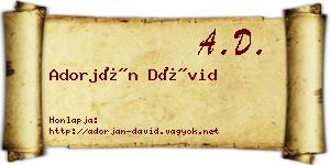 Adorján Dávid névjegykártya